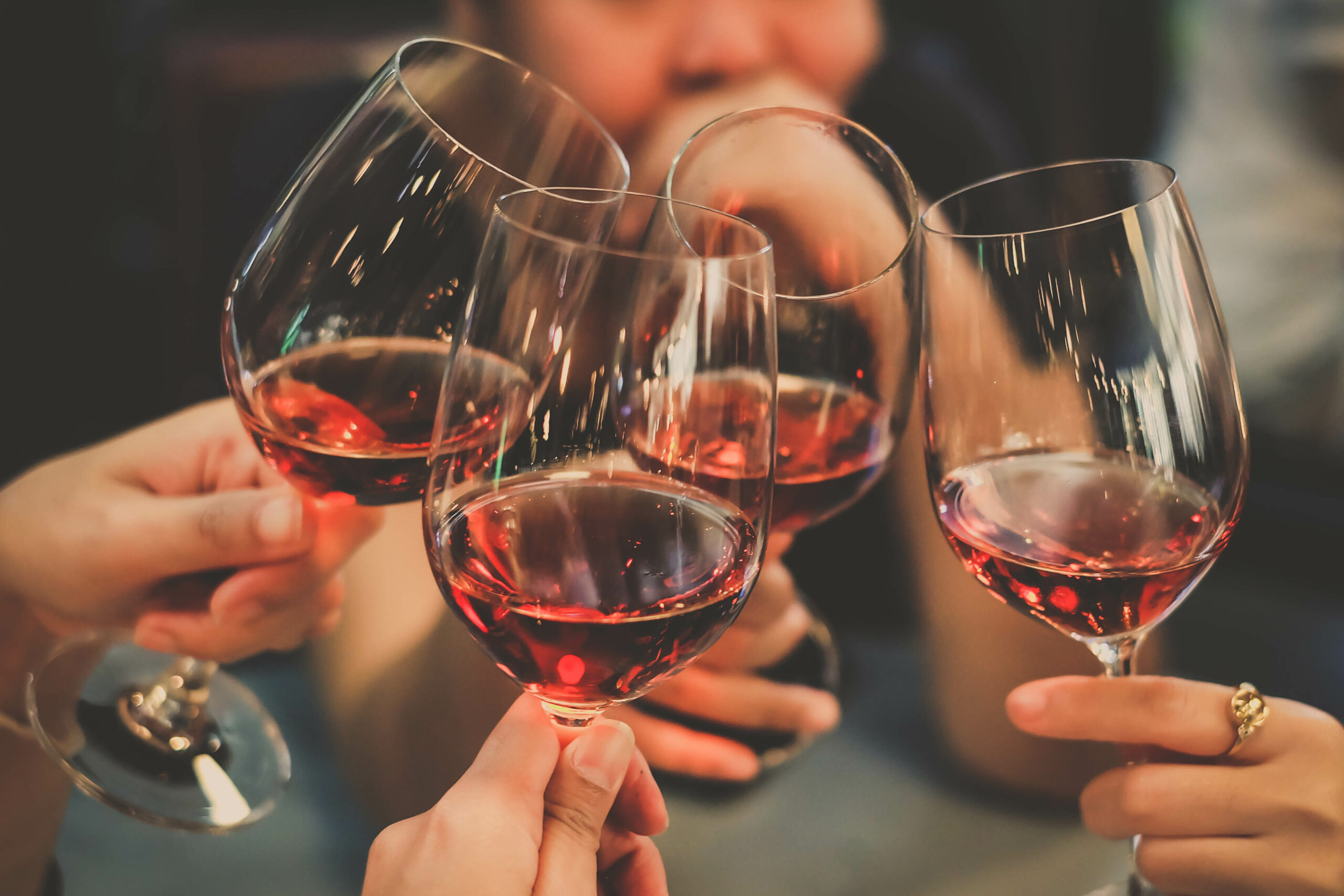 People cheering wine