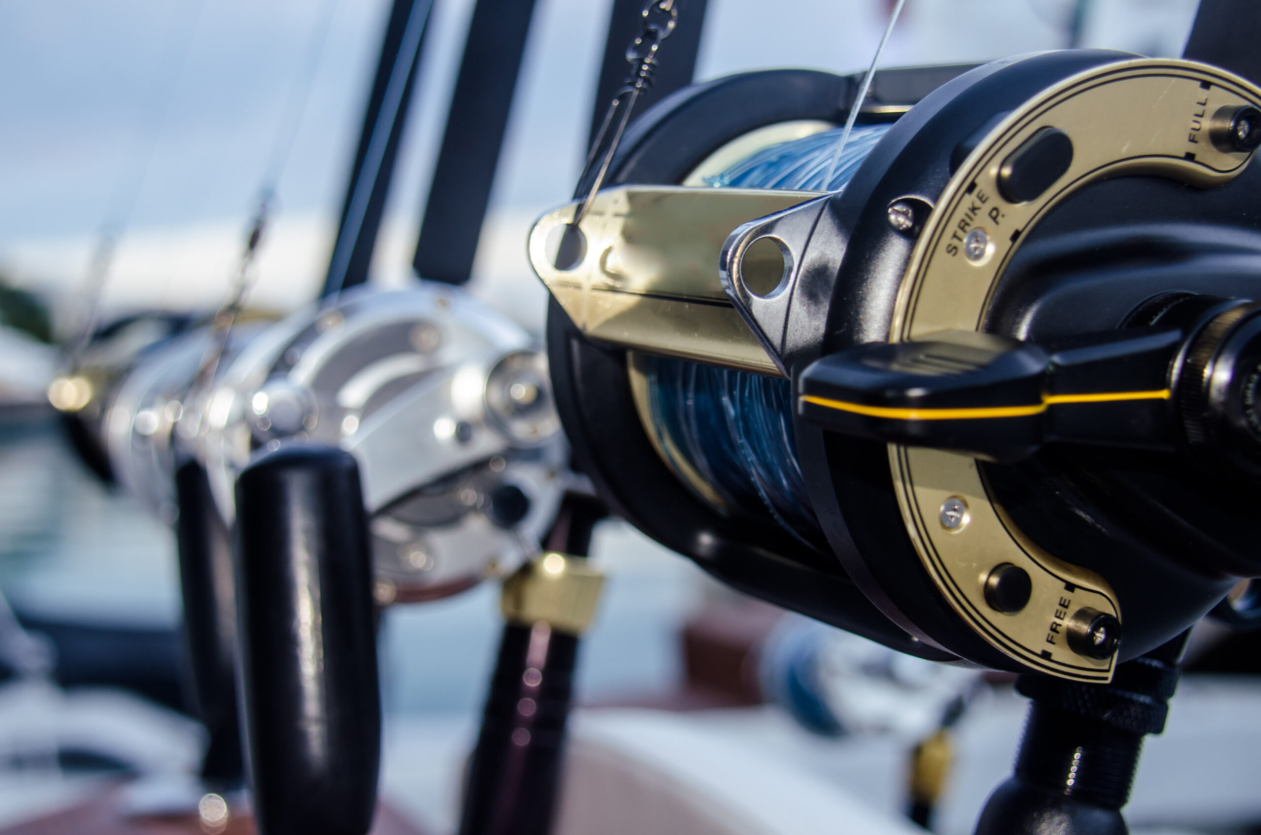 fishing rods in a boat