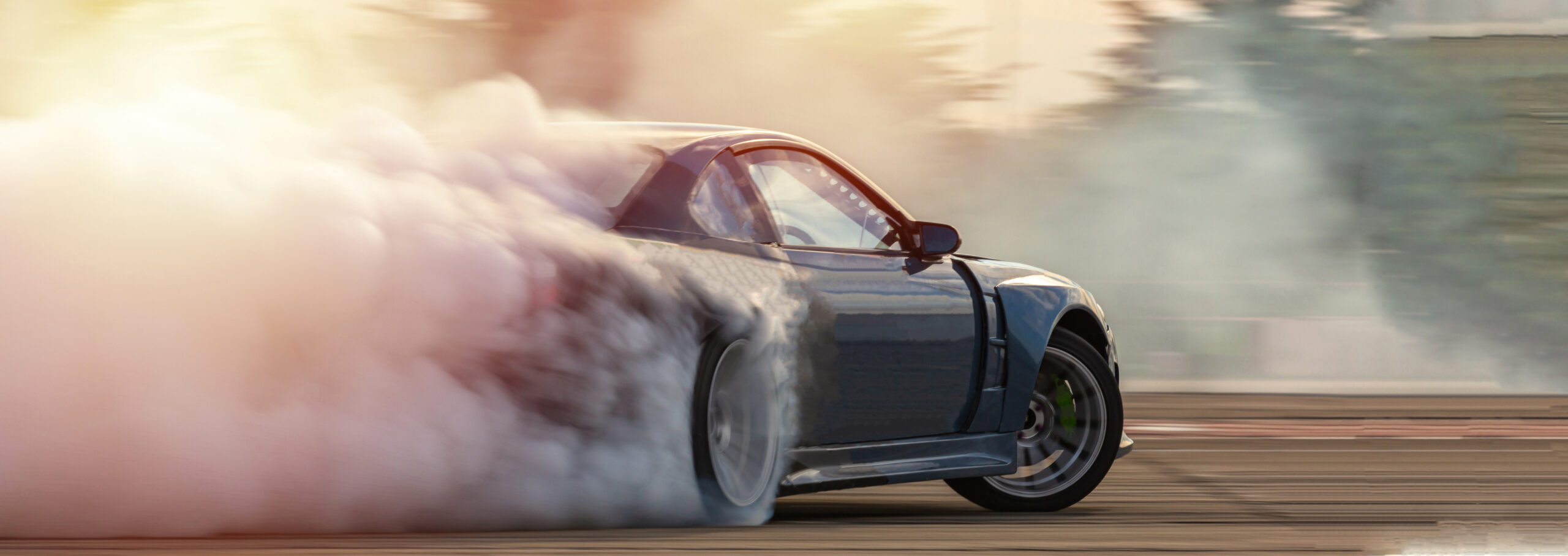 Car drifting with lots of smoke